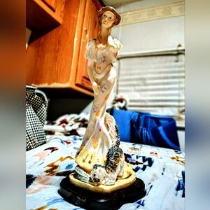 Graceful Cream and Gold Sculpture Art Piece